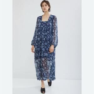 Raquel Allegra Floral Bandana Empress Silk Chiffon Maxi Dress 1 S $795